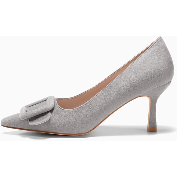 Women's Closed Pointed Toe Pumps Stiletto Heels Wedding Party Dress Shoes Grey - Picture 2 of 6